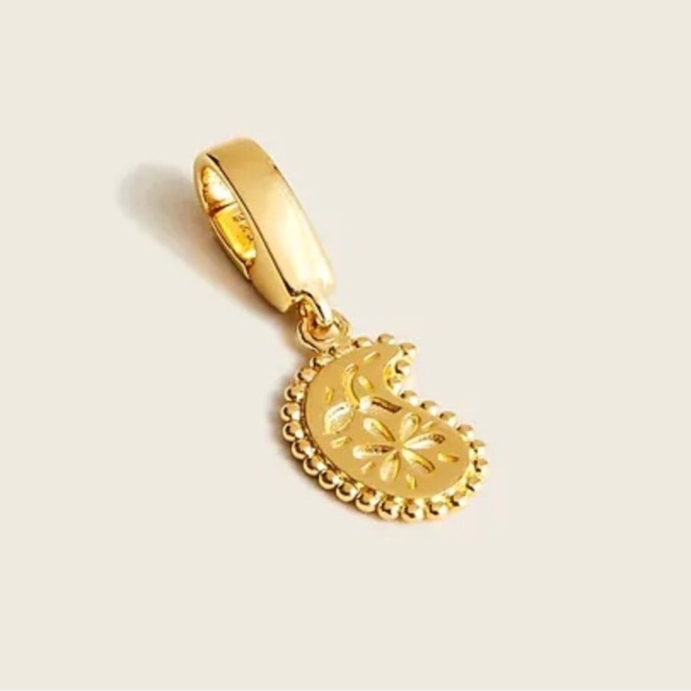 J. CREW Demi-Fine 14K Gold Plated Sterling Silver Charm Pendant Paisley NWT